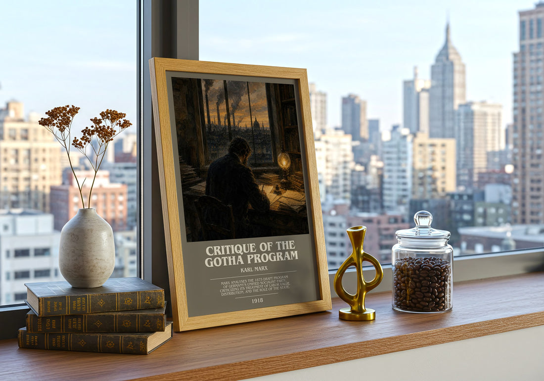 Critique of the Gotha program bookish print framed by window – literary home decor