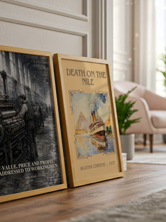 Value, price and profit, addressed to workingmen watercolour print framed by window – literary home decor