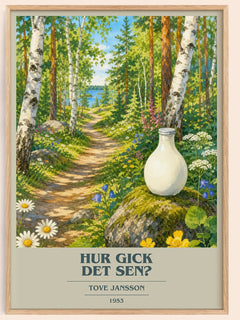 Hur gick det sen? book cover book poster by Tove Jansson – framed literary art print