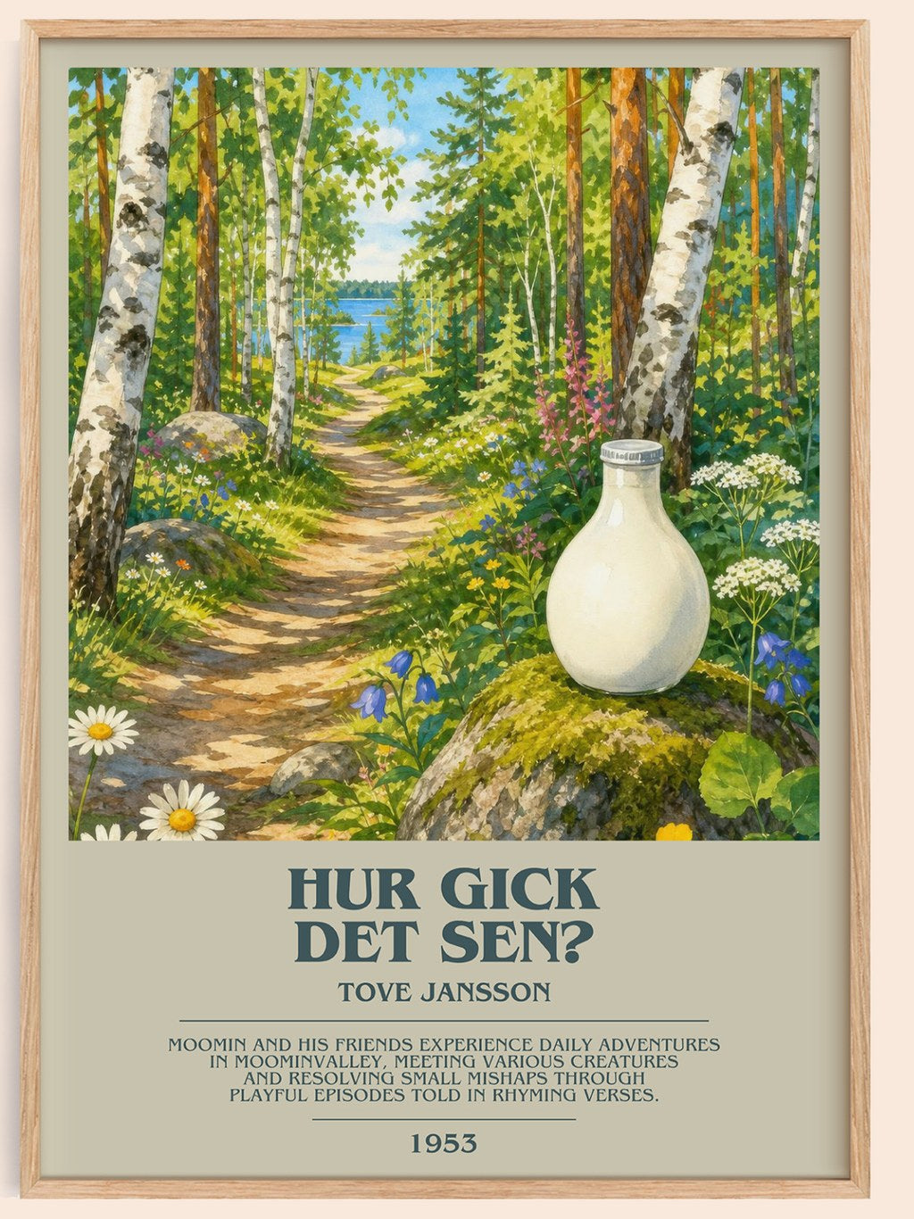 Hur gick det sen? bookish book poster by Tove Jansson – framed literary art print
