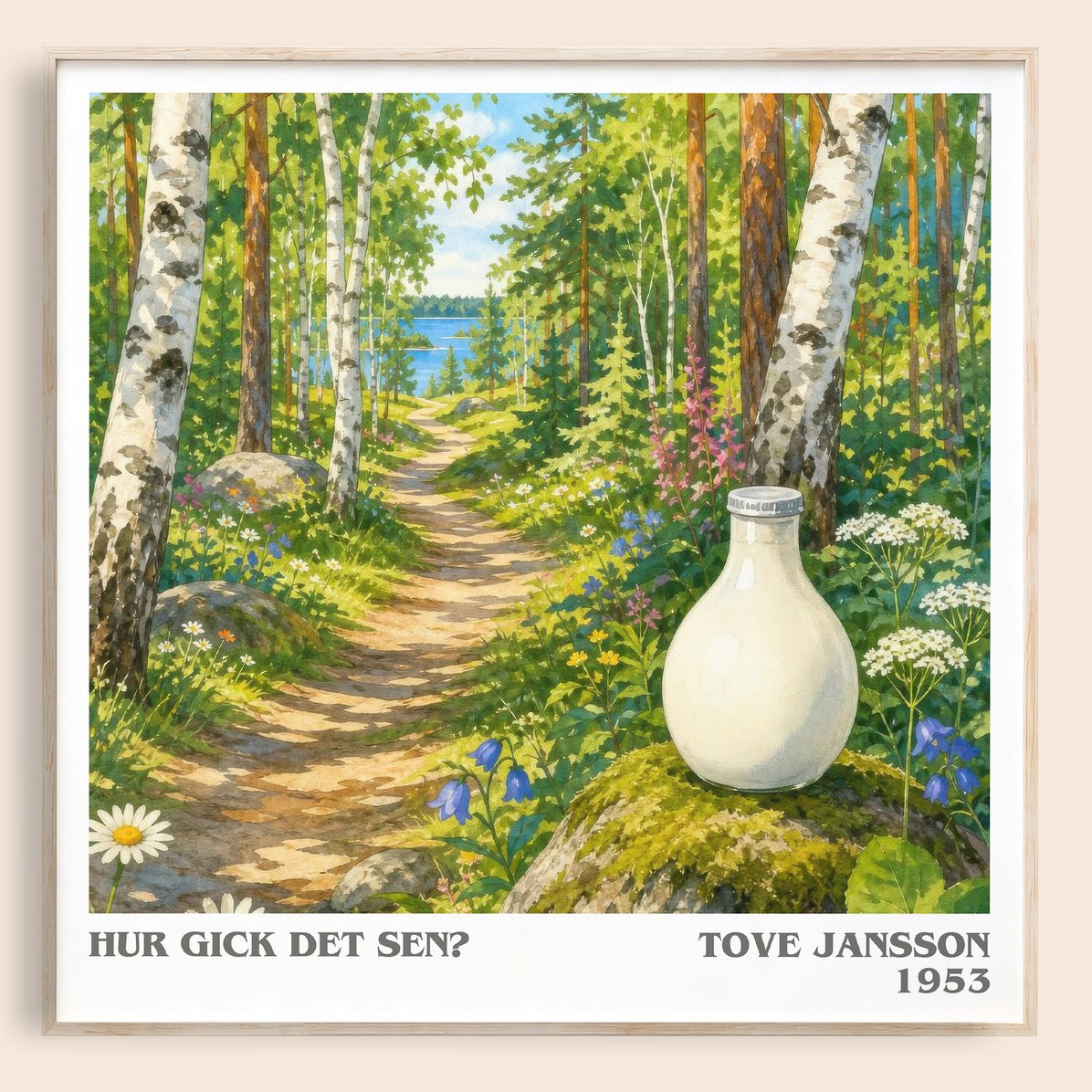 Hur gick det sen? literary book poster by Tove Jansson – framed literary art print
