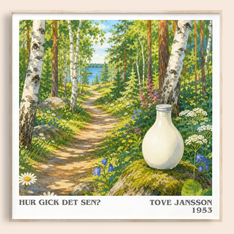 Hur gick det sen? literary book poster by Tove Jansson – framed literary art print