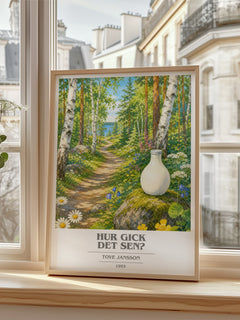Hur gick det sen? book cover poster colour and style options – Tove Jansson book art