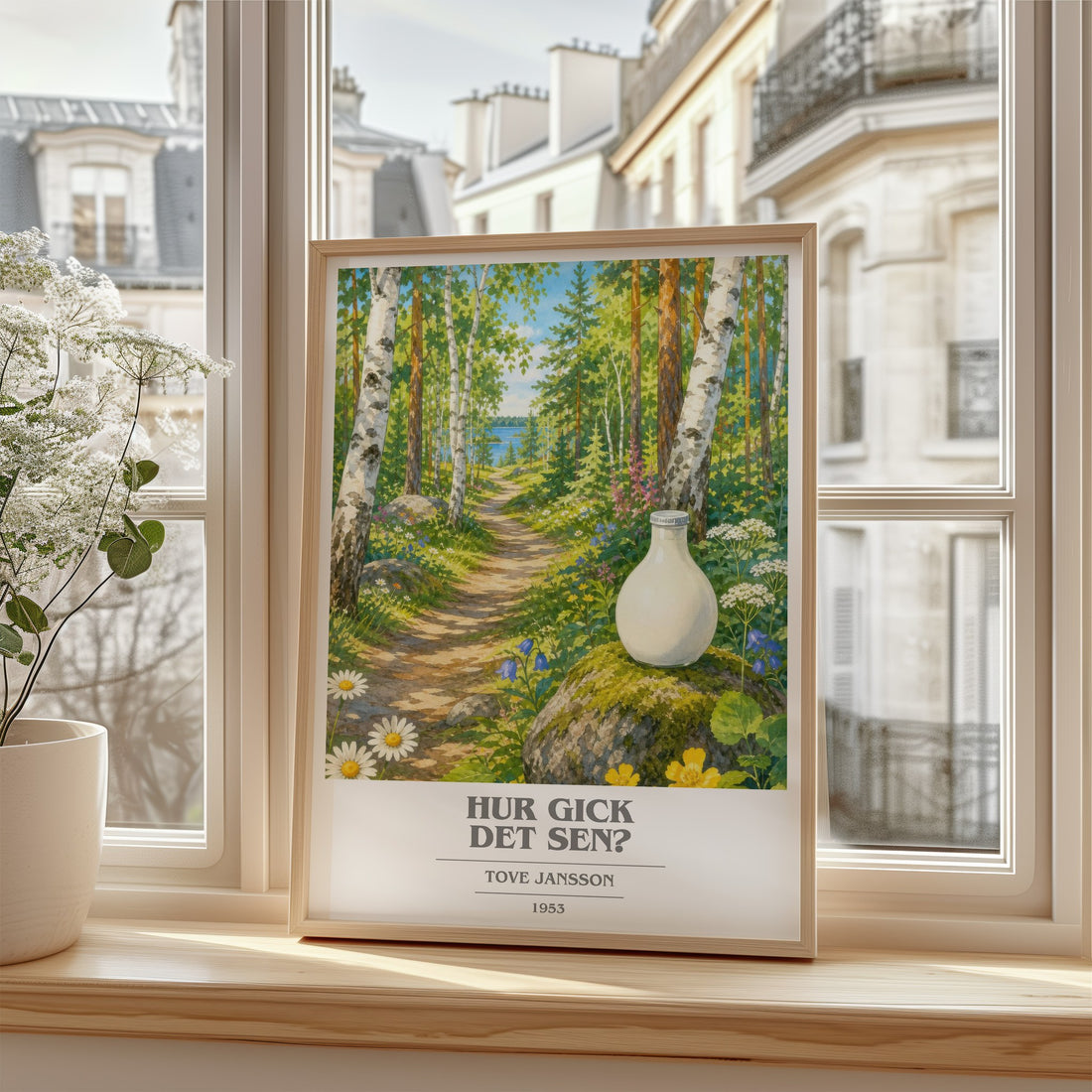 Hur gick det sen? book cover poster colour and style options – Tove Jansson book art