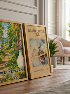 Hur gick det sen? watercolour print framed by window – literary home decor