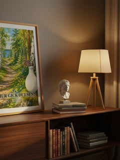 Hur gick det sen? watercolour print on bookshelf – Tove Jansson fan gift