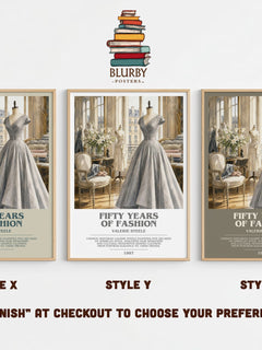 Fifty years of fashion bookish print in frame leaning in hallway – non fiction wall art