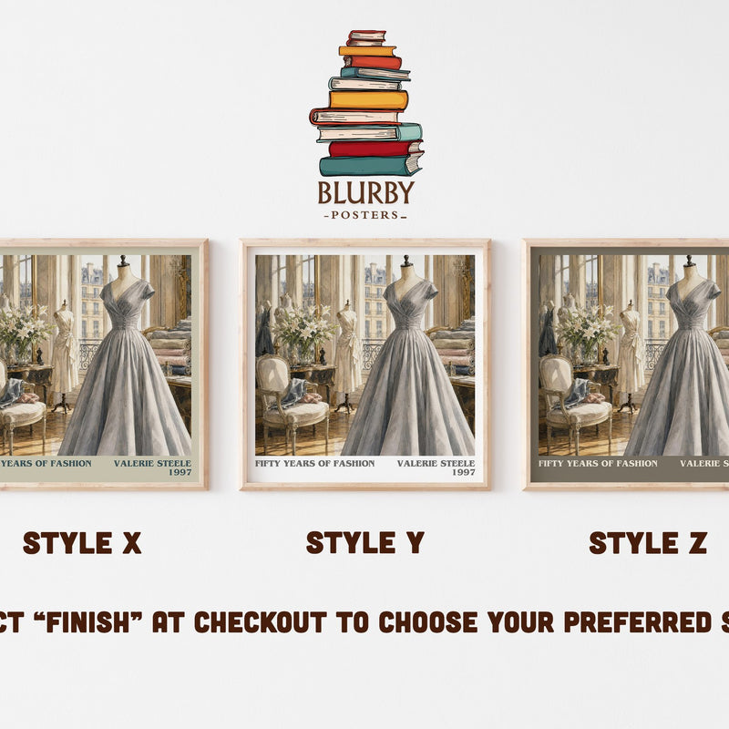 Fifty years of fashion literary print in frame leaning in hallway – non fiction wall art