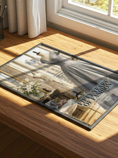 Fifty years of fashion watercolour book poster framed on wall – non fiction wall art