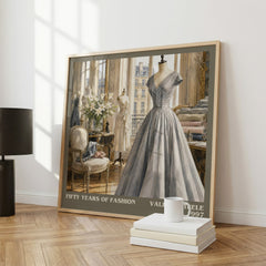 Fifty years of fashion literary print framed by window – literary home decor