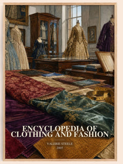 Encyclopedia of clothing and fashion watercolour book poster by Valerie Steele – framed literary art print