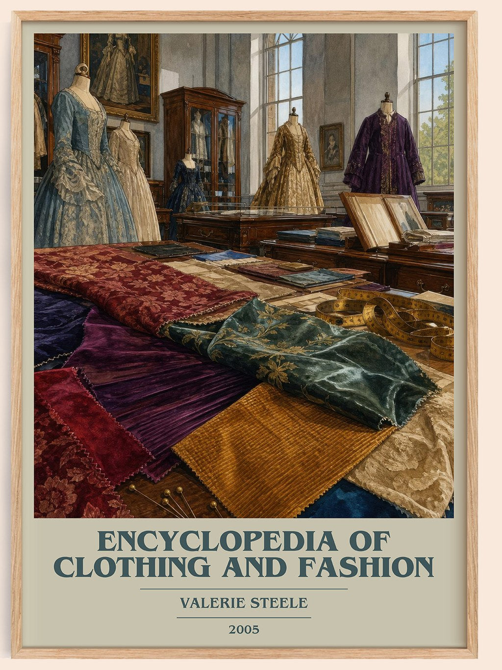 Encyclopedia of clothing and fashion book cover book poster by Valerie Steele – framed literary art print