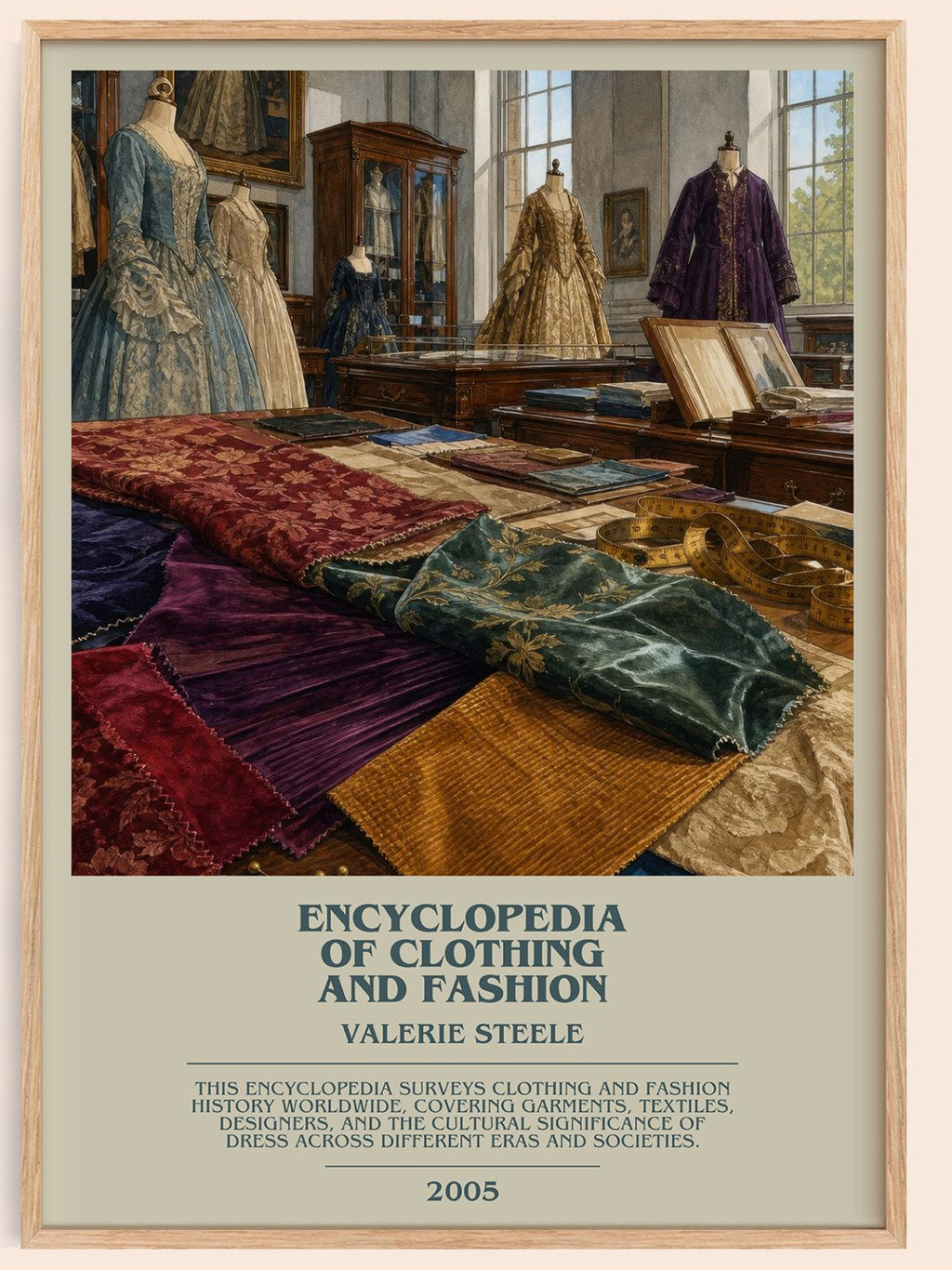 Encyclopedia of clothing and fashion bookish book poster by Valerie Steele – framed literary art print