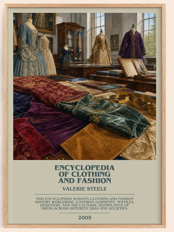 Encyclopedia of clothing and fashion bookish book poster by Valerie Steele – framed literary art print