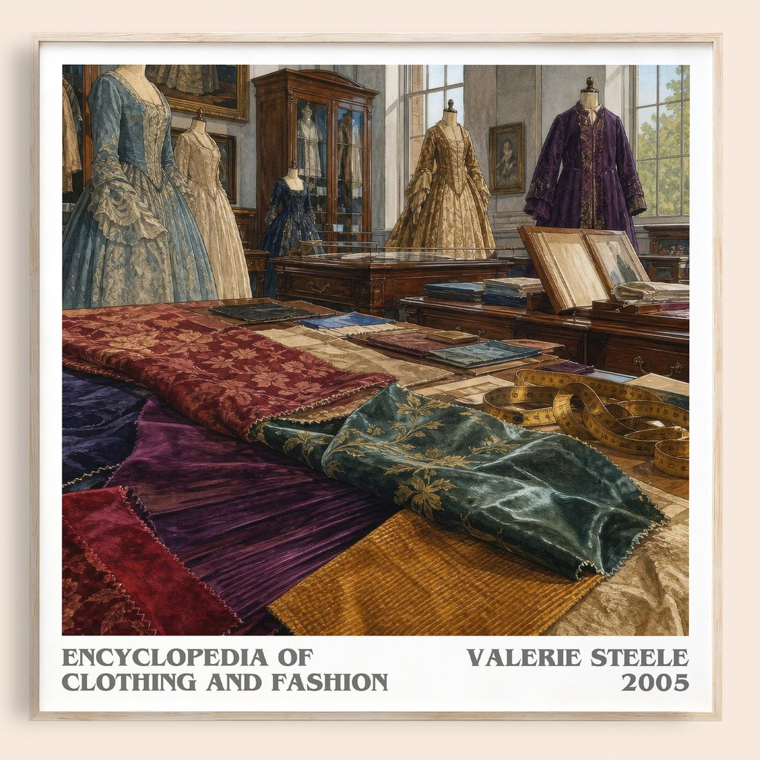 Encyclopedia of clothing and fashion literary book poster by Valerie Steele – framed literary art print