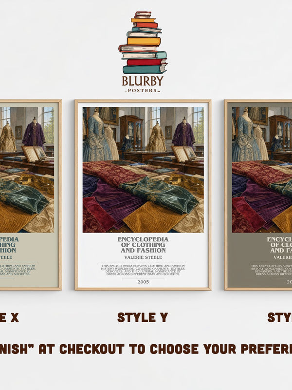 Encyclopedia of clothing and fashion bookish print in frame leaning in hallway – non fiction wall art
