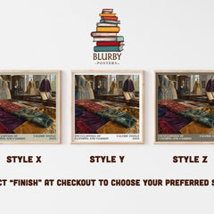 Encyclopedia of clothing and fashion literary print in frame leaning in hallway – non fiction wall art