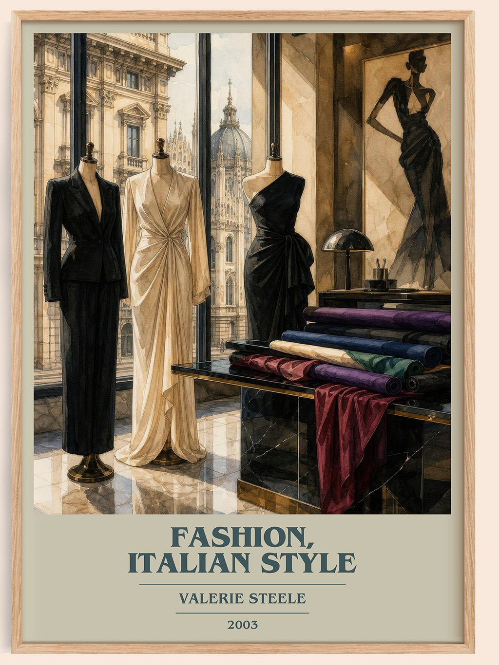 Fashion, Italian style book cover book poster by Valerie Steele – framed literary art print