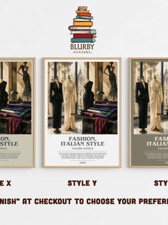 Fashion, Italian style bookish print in frame leaning in hallway – non fiction wall art