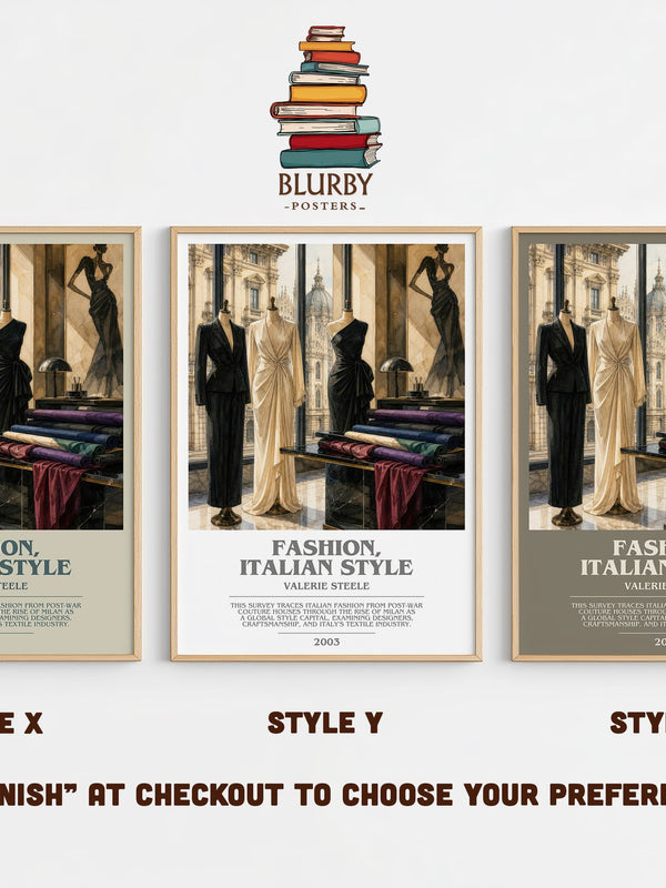 Fashion, Italian style bookish print in frame leaning in hallway – non fiction wall art