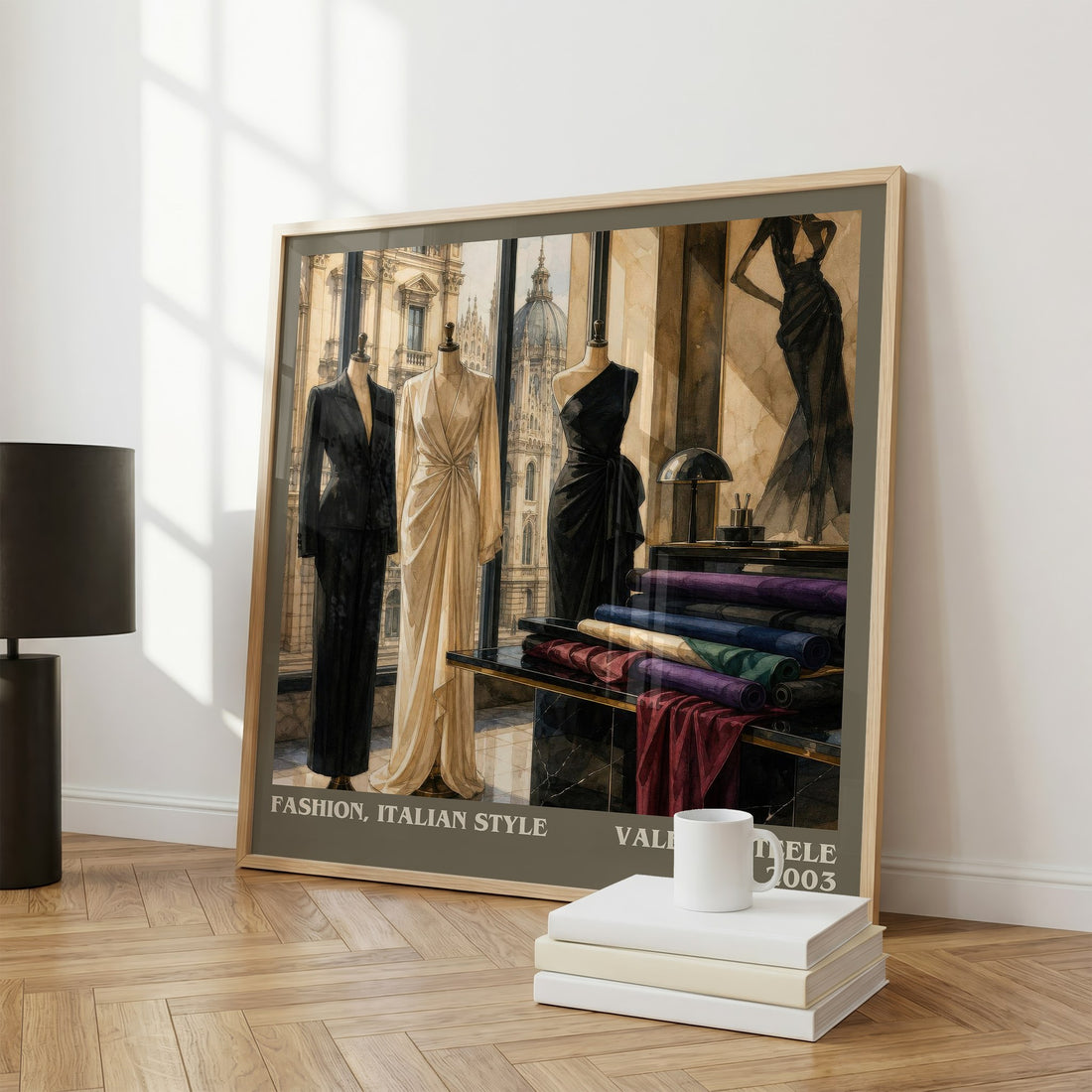 Fashion, Italian style literary print framed by window – literary home decor