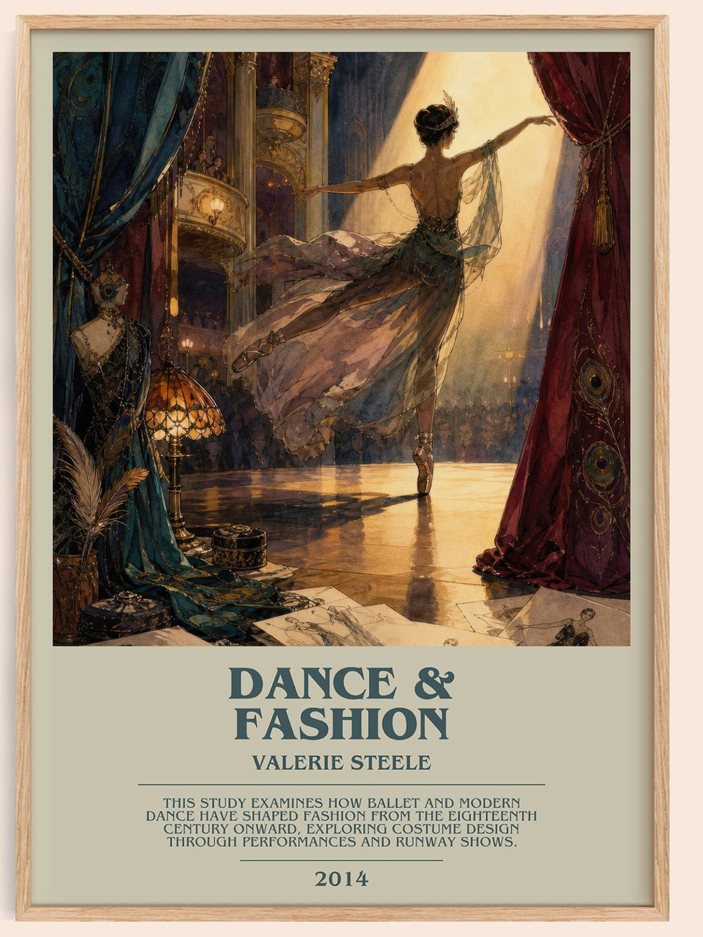 Dance & fashion bookish book poster by Valerie Steele – framed literary art print