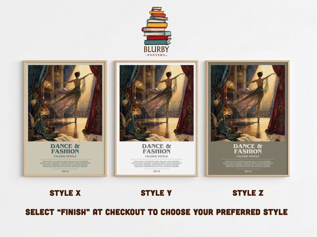 Dance & fashion bookish print in frame leaning in hallway – non fiction wall art (mockup)