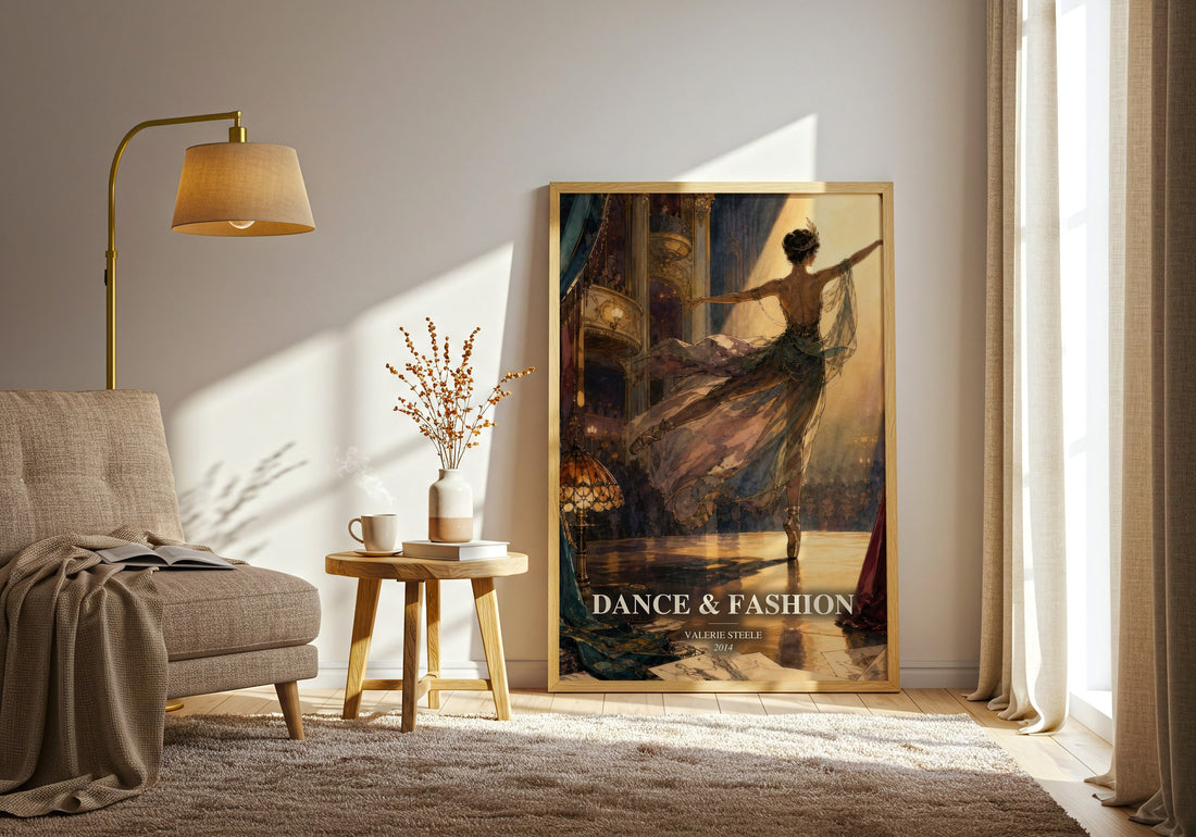 Dance & fashion watercolour print in frame leaning in hallway – non fiction wall art
