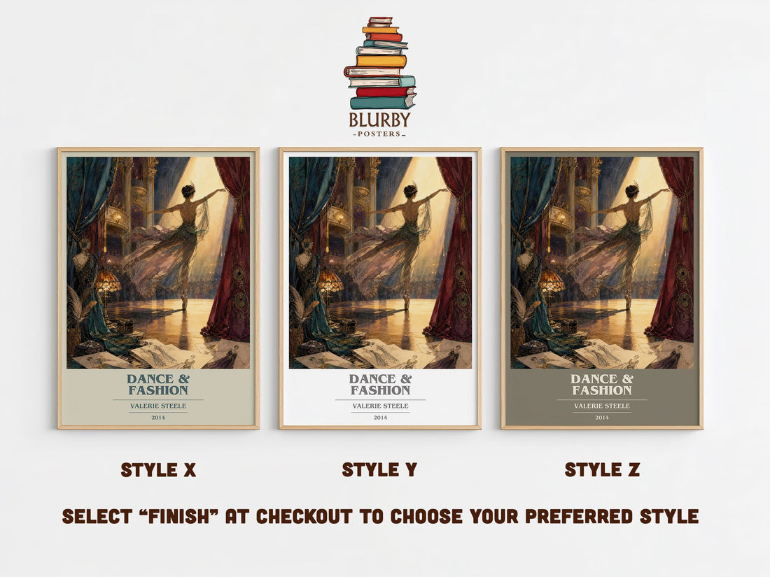 Dance & fashion book cover print in frame leaning in hallway – non fiction wall art (mockup)