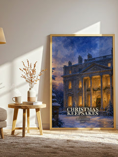 Christmas Keepsakes watercolour print in frame leaning in hallway – romance wall art