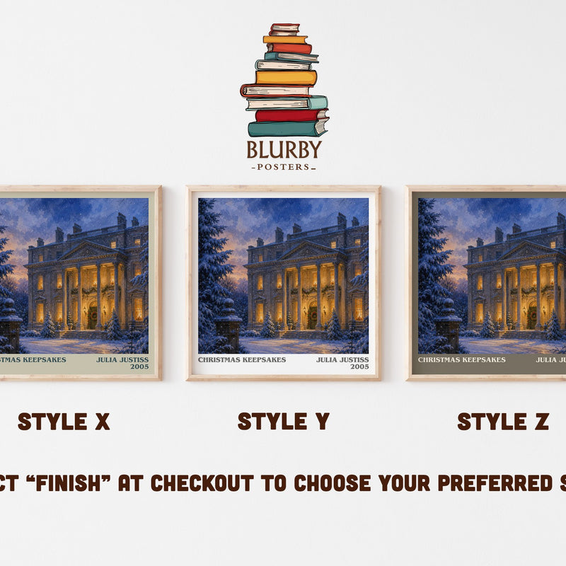 Christmas Keepsakes literary print in frame leaning in hallway – romance wall art