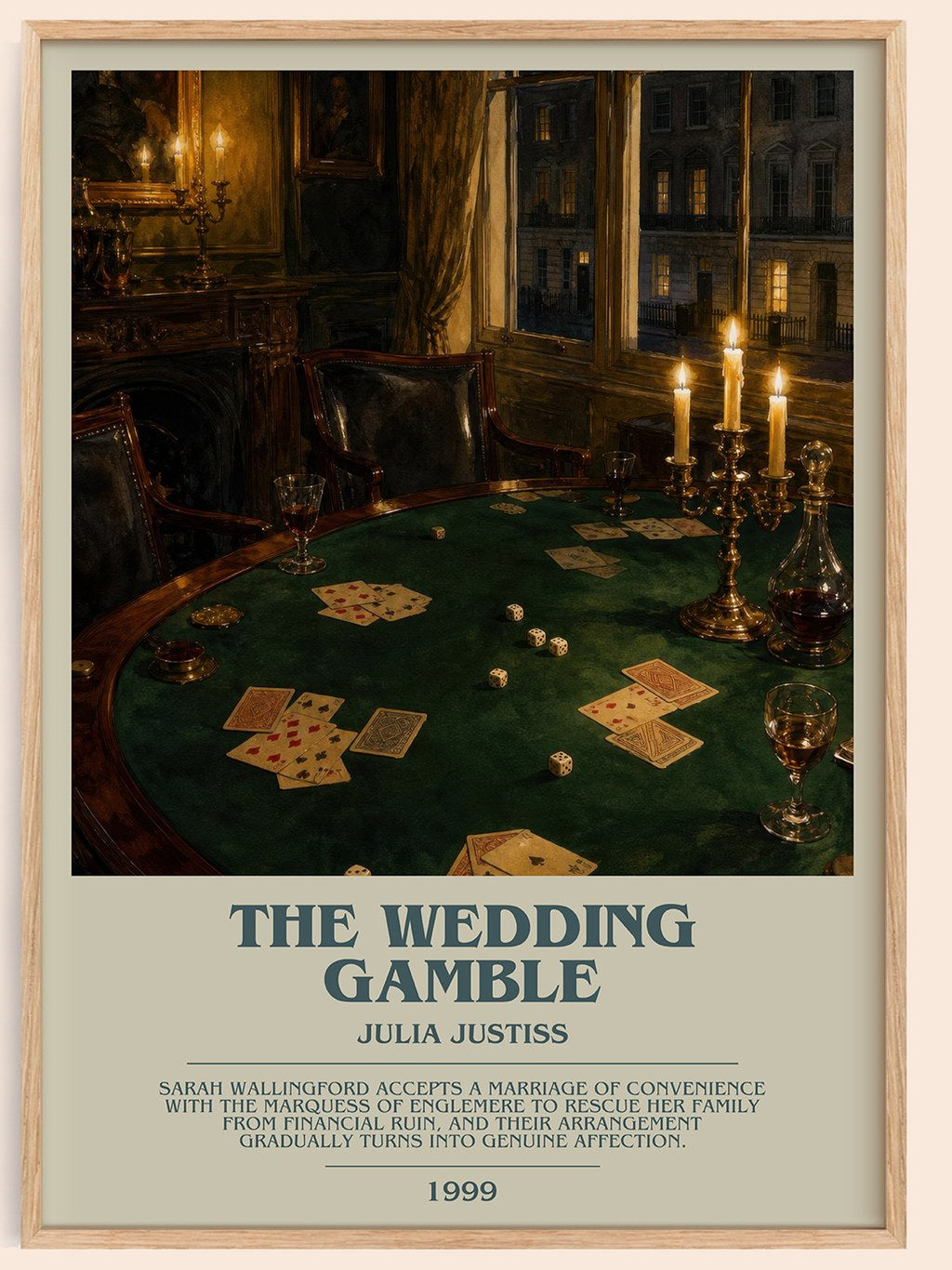 The Wedding Gamble bookish book poster by Julia Justiss – framed literary art print
