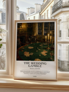The Wedding Gamble bookish poster colour and style options – Julia Justiss book art