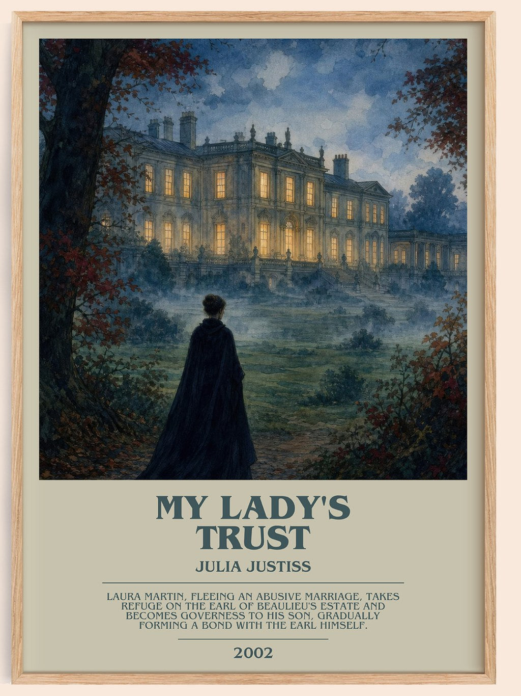 My Lady's Trust bookish book poster by Julia Justiss – framed literary art print
