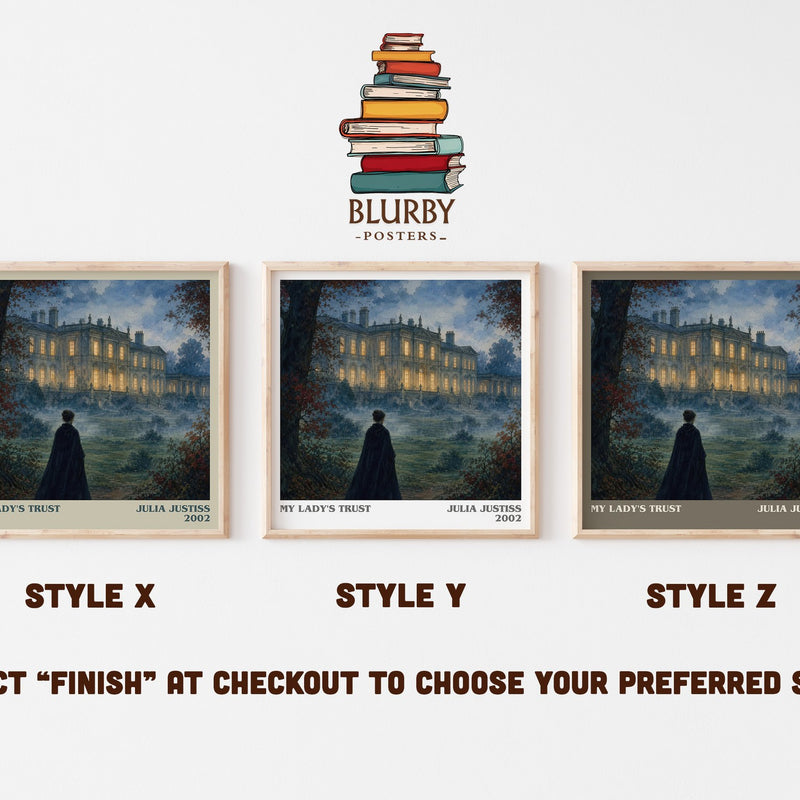 My Lady's Trust literary print in frame leaning in hallway – romance wall art
