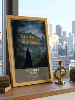 My Lady's Trust book cover print framed by window – literary home decor