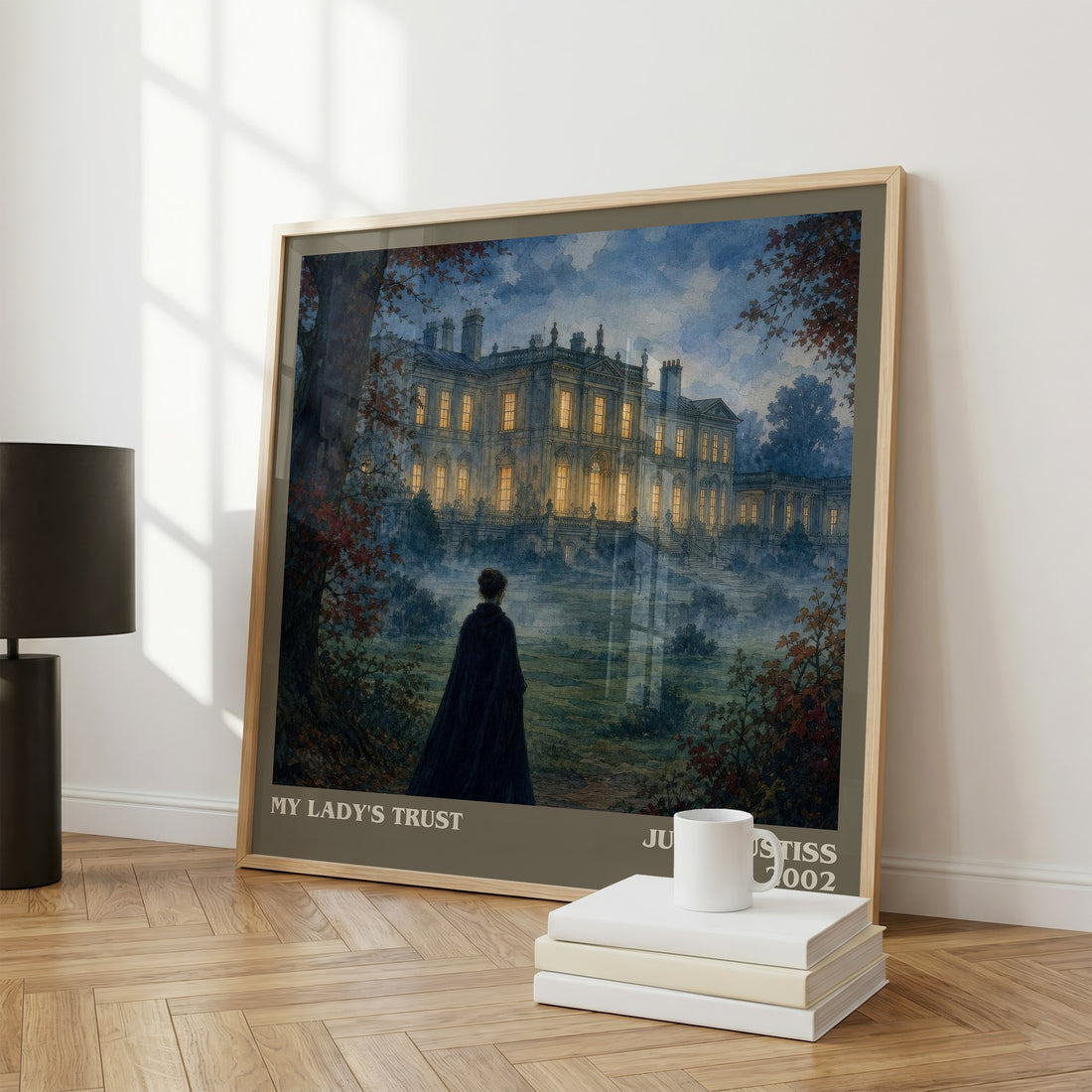 My Lady's Trust literary print framed by window – literary home decor