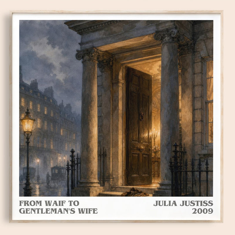 From Waif to Gentleman's Wife literary book poster by Julia Justiss – framed literary art print