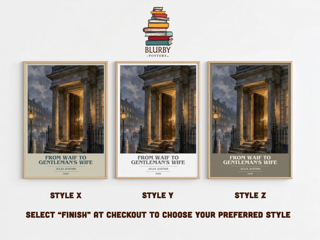 From Waif to Gentleman's Wife book cover print in frame leaning in hallway – romance wall art (mockup)