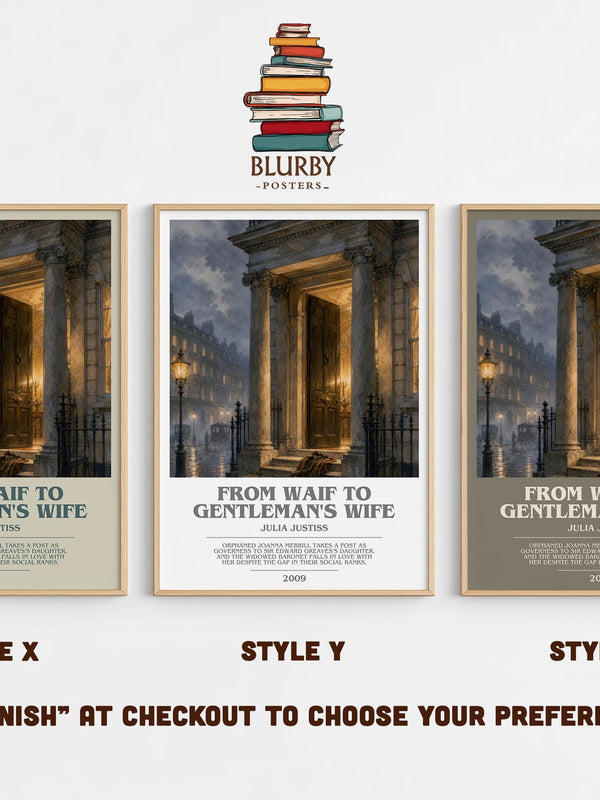 From Waif to Gentleman's Wife bookish print in frame leaning in hallway – romance wall art