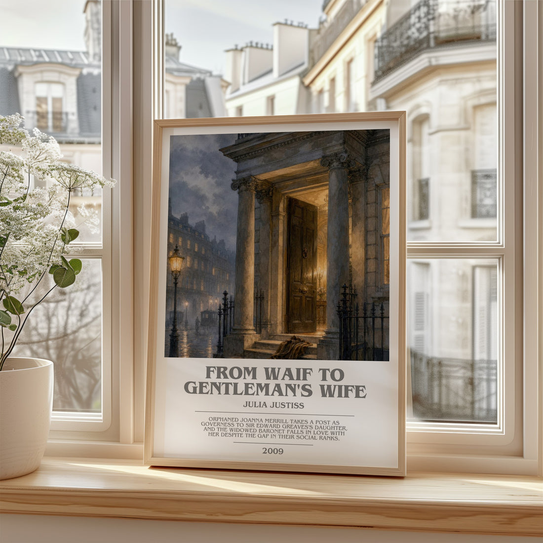From Waif to Gentleman's Wife bookish poster colour and style options – Julia Justiss book art