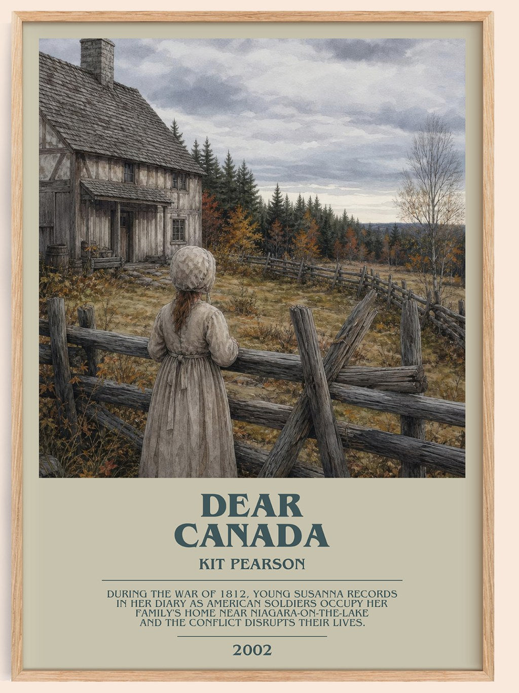 Dear Canada bookish book poster by Kit Pearson – framed literary art print