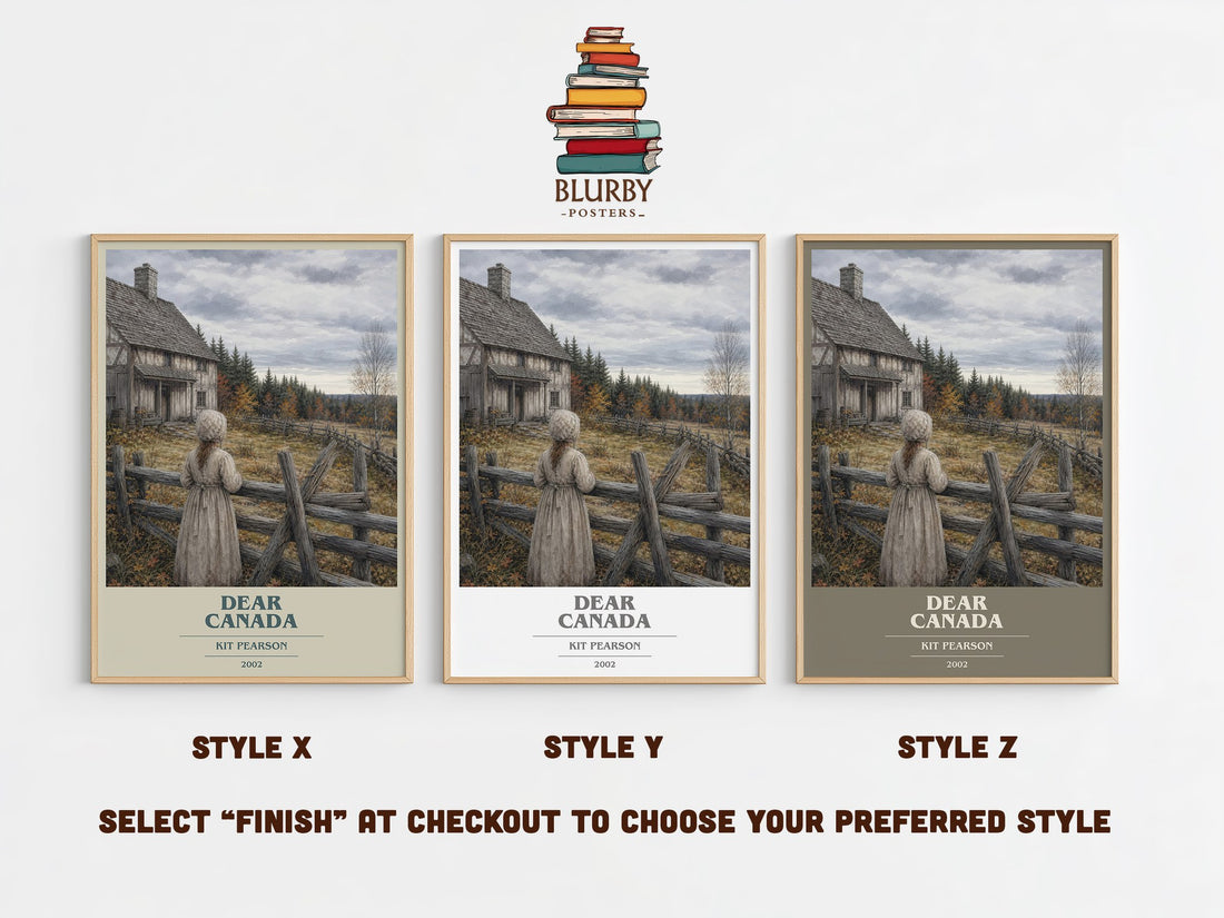 Dear Canada book cover print in frame leaning in hallway – historical fiction wall art (mockup)