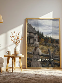 Dear Canada watercolour print in frame leaning in hallway – historical fiction wall art