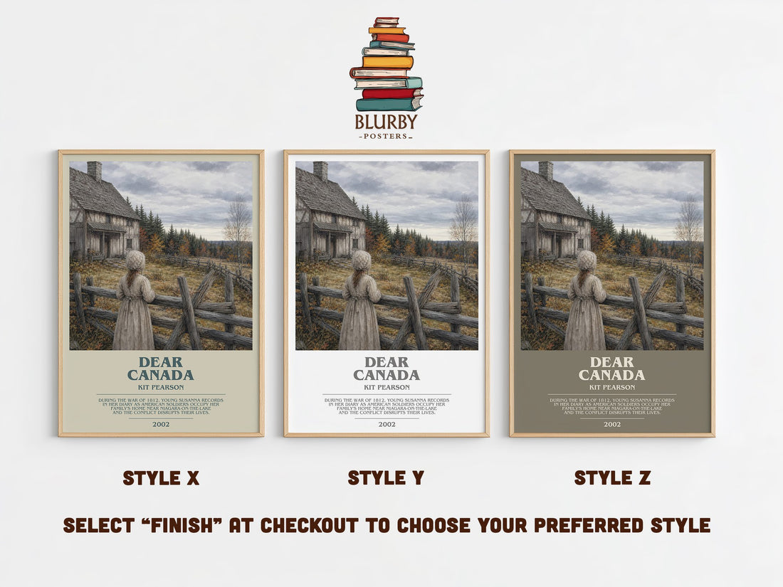 Dear Canada bookish print in frame leaning in hallway – historical fiction wall art (mockup)