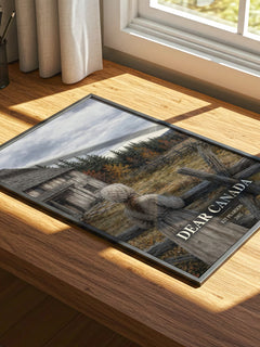 Dear Canada watercolour book poster framed on wall – historical fiction wall art