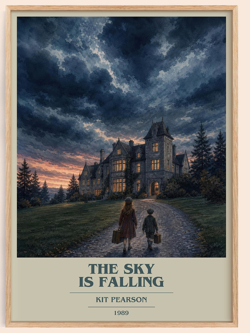 The sky is falling book cover book poster by Kit Pearson – framed literary art print