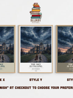 The sky is falling book cover print in frame leaning in hallway – young adult wall art