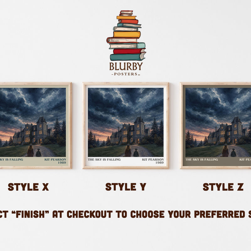 The sky is falling literary print in frame leaning in hallway – young adult wall art