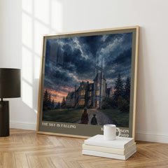 The sky is falling literary print framed by window – literary home decor